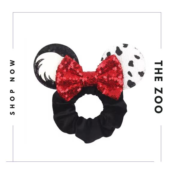 Cruella Mouse Ear Scrunchie and Hair Clips - Picture 2 of 3